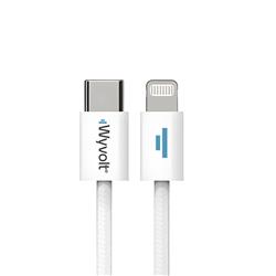 Cable Wyvolt Weave Usb c a Lightning 27W Blanco 1 Metro